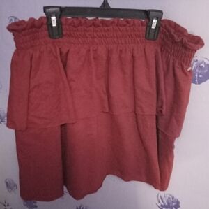 Planet Gold Maroon Layered Mini Skirt